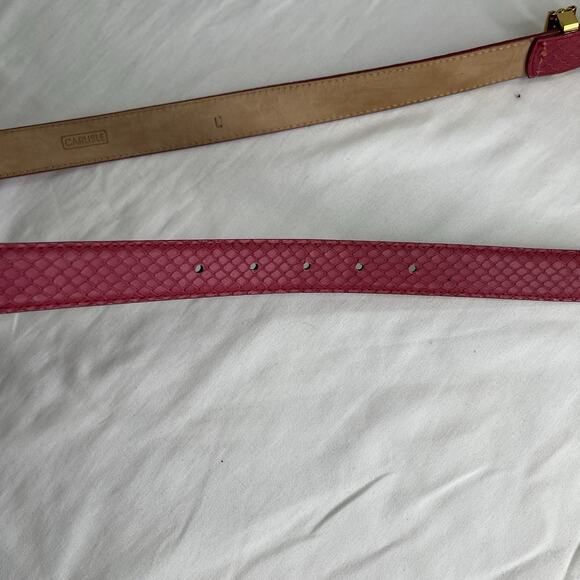 Vintage Carlisle Pink Snake Skin Leather Waist Belt Size L, sophisticated, chic main image 8
